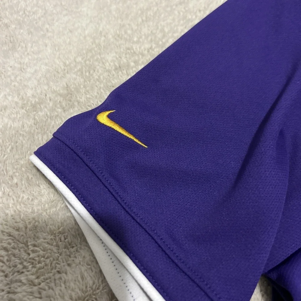 Nike LSU Tigers Dri-Fit Polo Shirt‎ Mens Medium Purple Gold Short Sleeve NCAA